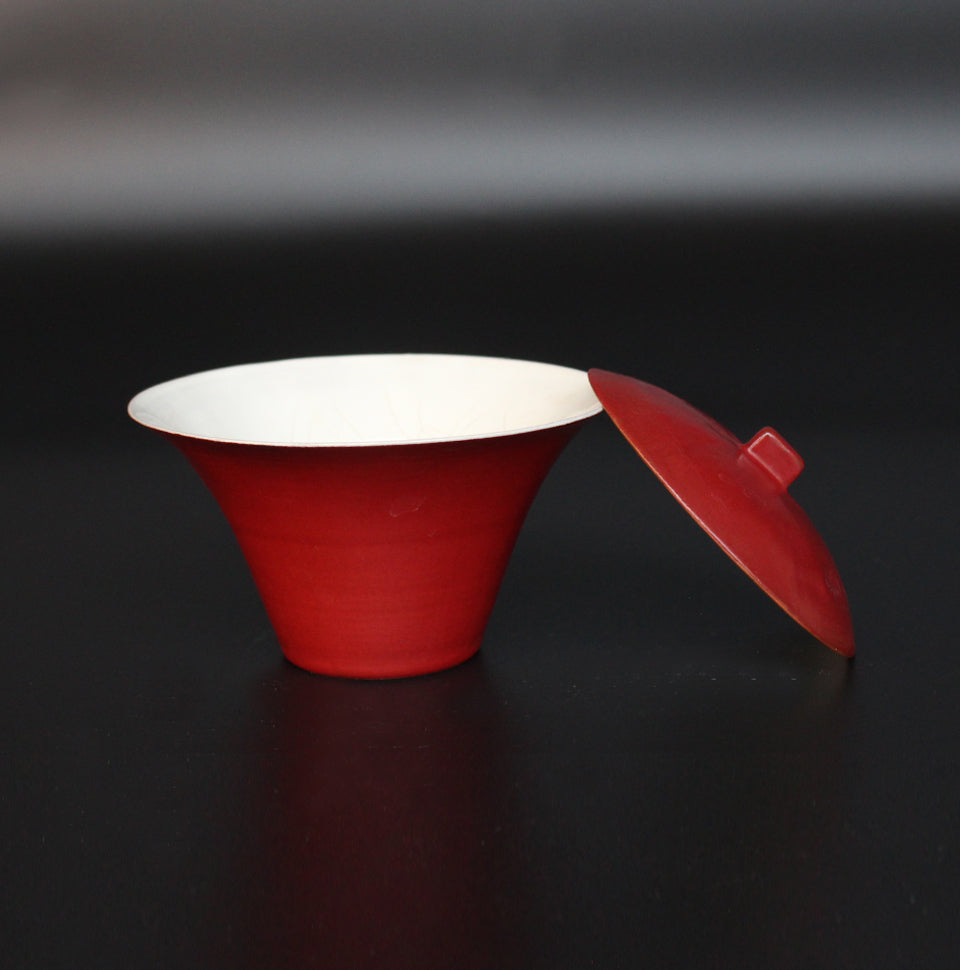 Teaware Red handmade covered bowl set